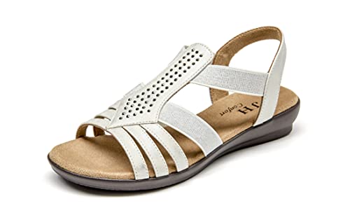 Vjh Confort WomenS Flat Sandals, Comfort Elastic Slip-On Light Weight Slingback Casual Walking Sandals With Rhinestone (White,12) #TOP22