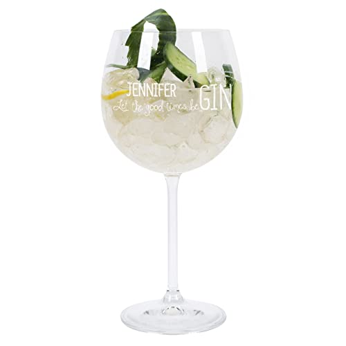 Herz & Heim® Gin & Tonic Glas mit Gravur des Namens - let the good times...