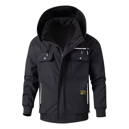 Generisch Warmes, isoliertes Jacken- und Hosenset für Herren, Dickes Fleecefutter, Arbeitskleidung für Herbst und Winter, strapazierfähige Outdoor-Kleidung (Black, 170) 2026 Winteranzug