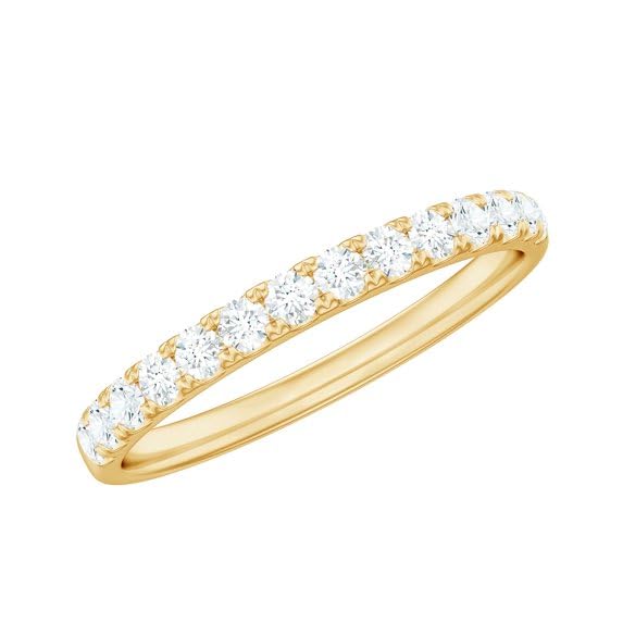 Diiro 14K White Gold Plated Moissanite Eternity Band Dainty Stacking Ring 1 Ct Round Cut Diamond Wedding Bands for Women