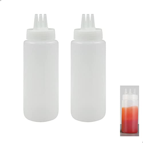 letuxaamz Bouteille de Sauce à Trois Trous Pincement Pot Sauces Salade Bec Verseur Tête Confiture Crème Plastique épaissi Anti Fuite Multi Pressé Grandr...