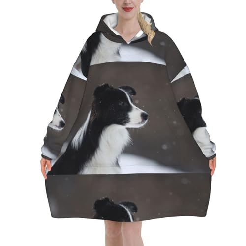 Sweat plaid Border Collie couverture hivernale en flanelle avec poche