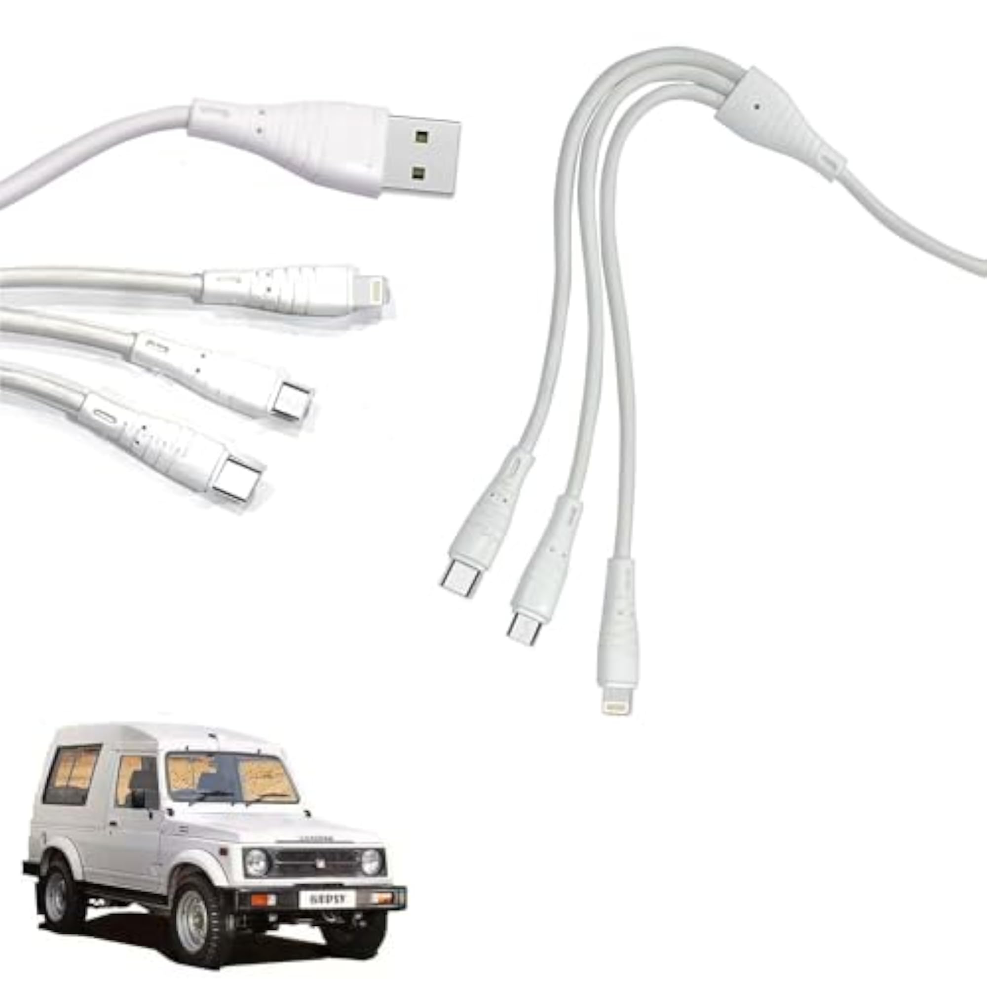3 in 1 Fast Rapid Charging Cable for Micro USB, iPhone & Type C
