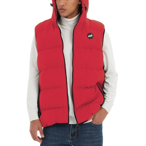 Image of Mywu Mens Puffer Vest with Hood Winter Outdoor Quilted Sleeveless Jacket