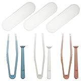 3 Packs Contact Lens Applicator Contact Lens Remover Tools and Contact Lens Tweezers Contact Lens Suction Stick Handler with Storage Case, Pink, Blue, White