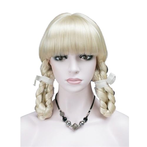 Perruque pour femme avec frange et tresses pour spectacle