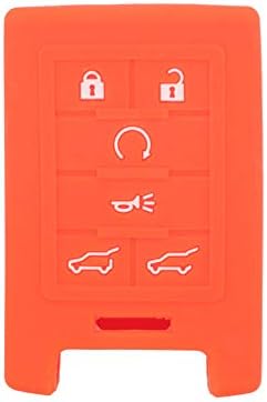 SEGADEN Silicone Cover Protector Case Holder Skin Jacket Compatible with CADILLAC Escalade 6 Button Smart Remote Key Fob CV4774 Orange image 4