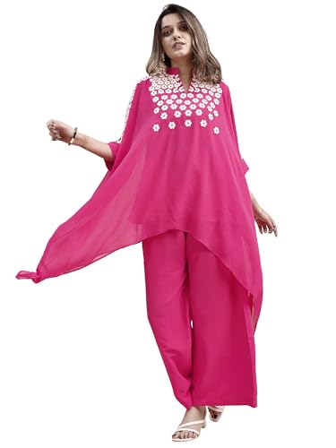 Image of Womanista Georgette Coord Set for Women Stylish || Embroidered Coord for Women || Kaftaan Set