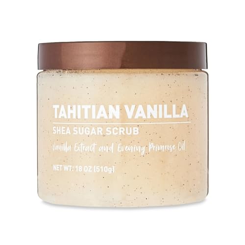 Tahitian Vanilla Shea Sugar Scrub with Vanilla Extract and Evening Primrose Oil, 18 oz