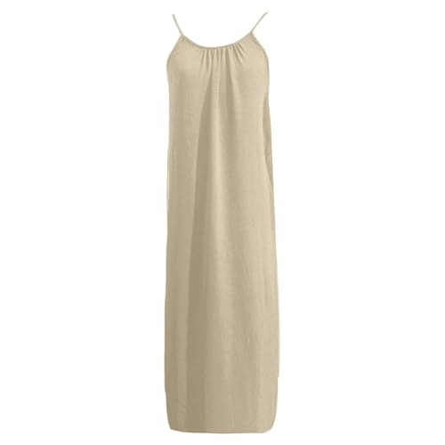 Image of HTHLVMD Backless Cami Dress Summer Dresses for Women 2026 Spaghetti Strap Dresses Womens Solid Color Backless Cami Dress