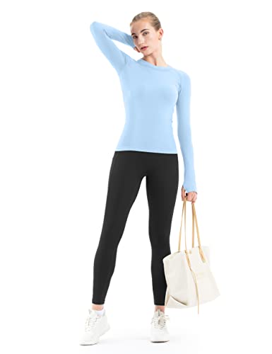 Image of MathCat Seamless Workout Shirts for Women Long Sleeve Yoga Tops Sports Running Shirt Breathable Athletic Top Slim Fit XS-XL