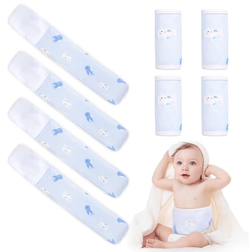 Image of 4 Pack Umbilical Cord Belly Band, Soft Cotton Adjustable Newborn Navel Wrap, Cartoon Whale Baby Tummy Protector for 0-12 Months Infant Gift
