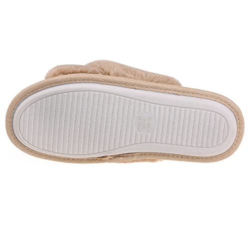 VONMAY Women's Fuzzy Slippers Cross Band Faux Fur Open Toe House Shoes - image 6