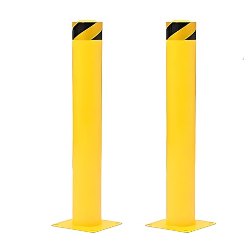 EcoExplorer Safety Bollards, 2 Pack 42Inch Tall Steel Safety Bollard, 4.5 Inch Diameter Steel Pipe Safety Bollard Post, with 8 Anchor Bolts Included, Perfect for Traffic-Sensitive Area by EcoExplorer - Used condition - US$60.10