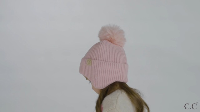 Amazon.com: C.C Kids Ear Flap Fur Pom Beanie for Boys Girls