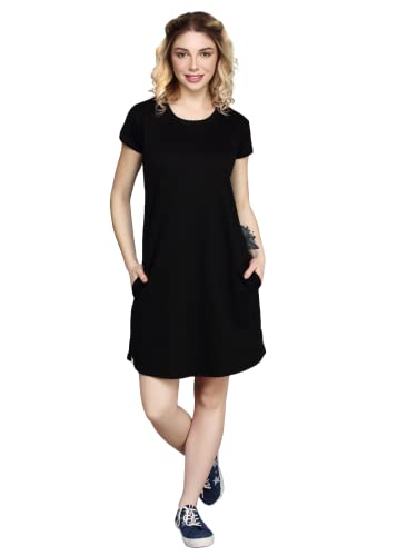 Image of Meerkat Women Short Sleeve Knee Length Cotton Knits Printed Short Nighty /Long Shirt /Midi