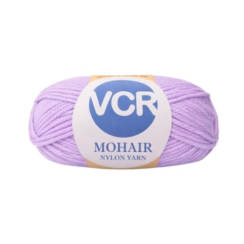 Image of VCR Mohair Nylon Light Purple Yarn, 100 Grams Hank, 196 Meters Length, Acrylic 75%, Mohair Nylon 25%, Pack of 1 Yarn, Soft Crosia Threads, Suitable for Winter Garments.