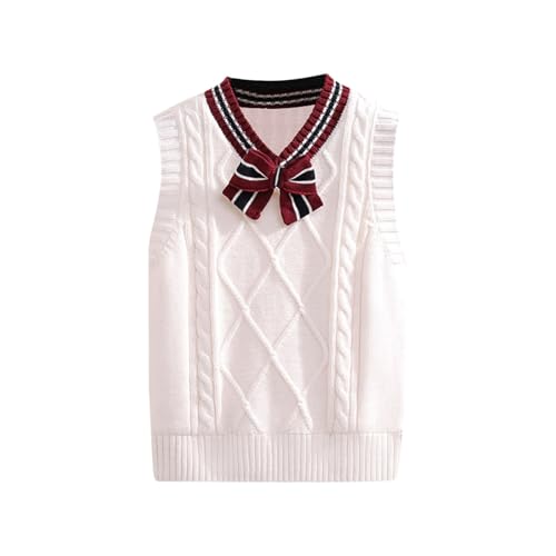 Children's Boys and Girls Knitted Vests for Primary and Secondary School Sleeveless Pullovers Sweater with Tie Tops