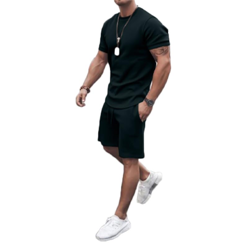 Men's Shirt and Shorts Set 2 Piece Outfits Fashion Summer Tracksuits Casual Sportwear Set