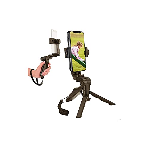 Smartphone Stabilizer, Foldable Cellphone Gimbal Holder Handheld Hand Grip Mount Bracket with Three Sided Selfie Sticks for Photography