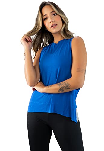 Camiseta Regata Vicbela Motivation Viscolycra Moda Fitness Feminina (G, Azul)