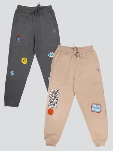 Image of KiddoPanti Boys Solid Fleece Track Pants | Cotton Poly Fleece Fabric | Ankle Length Bottom Rib | 2 Front Patch Pocket | Elastic Waist & Drawcord | Jogger Track Pants for Boys