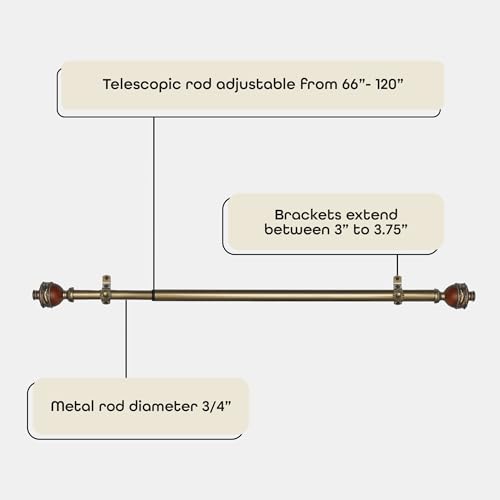 Image of Decorative Window Curtain Rods with Finials, 66 to 120 Inches, 0.75 Diameter - Camino Ava - Lightweight & Easy to Install, Adjusts Telescopically to Fit Any Window by Achim Home Decor