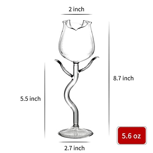 Rose Wine Glasses Cocktail Glass Set Of 4 Flower Goblet Drinking Cups Drinkware Clear Crystal Champagne Flutes Classy Red Wine Glassware Ideal Gifts For Housewarming Wedding Birthday Celebrations #TOP5