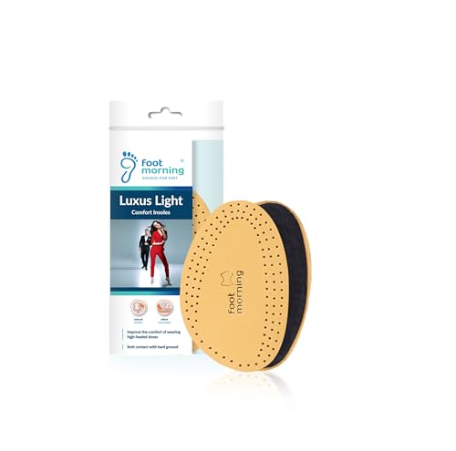 Foot Morning Luxus Light - Forefoot Front Half-Shoe Insoles (1 Pair) – Leather & Foam Ball of Foot Cushioning Insert for Shoes & Boots – Anti-Shoe Odour Carbon – Two-Layer Half-Insoles (Women 4-6)