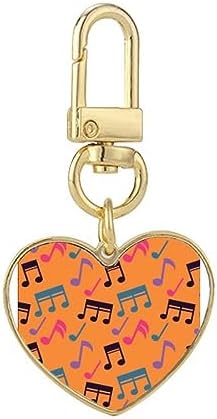 DIYthinker Colourful Music Notes Orange Gold Heart Keychain Metal Keyring Holder image 2