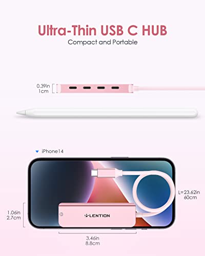Hub USB C con Cavo Lungo 0.6M, 4 Porte USB-C & Porta di Alimentazione di Tipo C, Adattatore Multiporta per 2024-2016 MacBook Pro, 2024-2018 MacBook Air, iPhone 16/15 Plus Pro Max (CE31) - Hub USB - Immagine 7