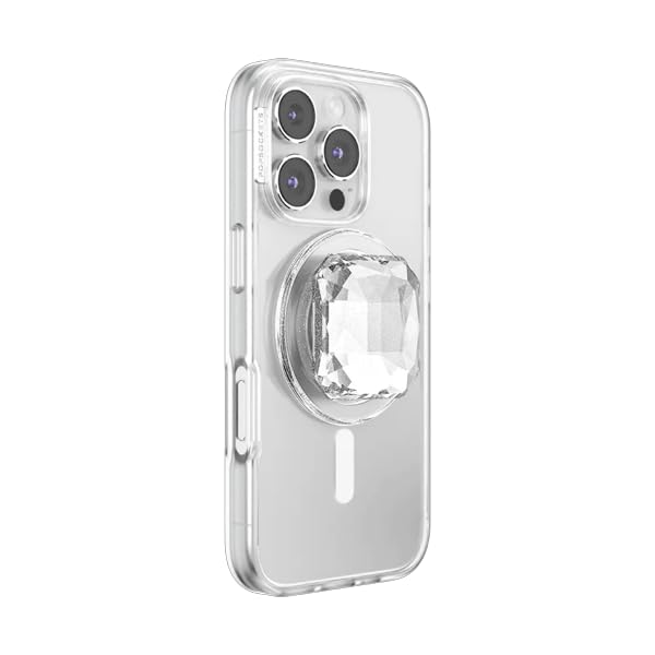 Image of PopSockets Phone Grip for MagSafe, Magnetic Holder, Phone Stand, Heart - Pillow Cut Heart Clear Glitter