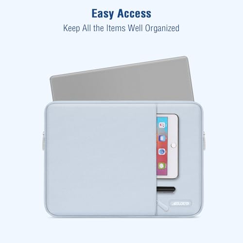 Image of MOSISO Laptop Case 13.3 inch, 13-13.3 inch Laptop Sleeve Compatible with MacBook Air /Pro 13 /Pro 14 M5 M4 M3 M2 M1, HP Dell ASUS Lenovo,Polyester Vertical Computer Sleeve Bag with Pocket,Baby Blue