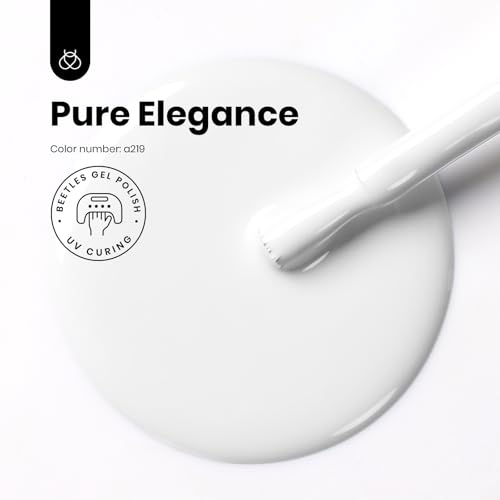 Image of Beetles White Gel Nail Polish - Pure Elegance, 0.51Oz White Gel Polish, Soak Off UV LED Nail Lamp Home Salon DIY Design Art Manicure for Women