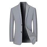 ZEMALON Men Suit Men Youth Classic Fashion Suit Men Slim Fit Lapels Solid Color Suit Jacket Men Business Work Casual Longsleeve Suit D-Grey 3XL
