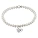 Produktbild Engelsrufer Damen Perlen Stretch Armband aus Sterling Silber und Perlmutt Süßwasserperlen mit Herzflügel Anhänger - Länge: 17 cm - nickelfrei