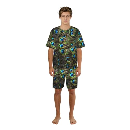 Ensemble de pyjama imprimé paon frais : légèreté masculine