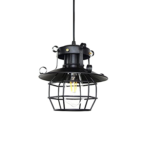 Lámpara de hierro forjado E27 estilo farol antiguo con acabados artesanales para techos 2