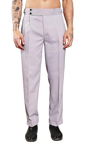 Image of Gurkha Pants for Men | Trouser for Men | Formal Pant | Double Button | Loose Fit Trouser High Waist Pleated Casual Trousers | Vintage Straight Leg Pants for Office Smart Casual Travel Party