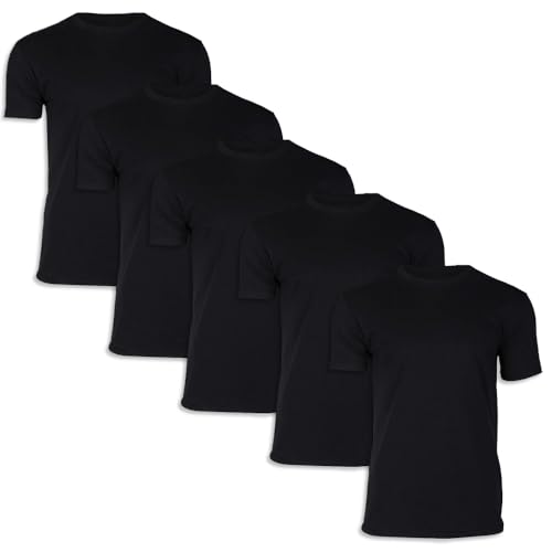 Playeras de Cuello Redondo para Hombre, Paquete de 5 Camisetas de Colores Sólidos, Mangas Cortas Casual para Uso Diario y Deportivo (MX/US, Alfa, Mediano,...