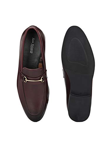 Image of San Frissco Men's Loafers Tan Handcrafted Formal Horsebit Shoes /Slip-on Shoe for Office, Wedding & Parties /Easy to Match Moccasins with Stylish Lightweight and Comfortable