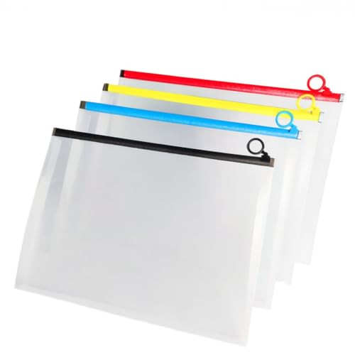 Pasta A4 com Zíper Colorido para Documentos Bolsa Organizadora Impermeável para Escritório Estudo e Rotina Diária (Vermelho,01 UNIDADE)