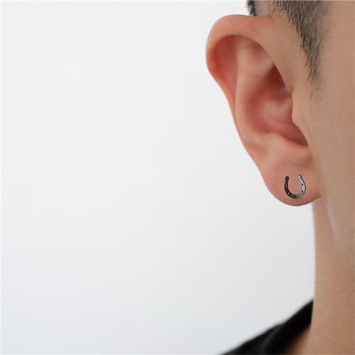 Dreuyet 4 Pairs Stainless Steel Horseshoe Stud Earrings Cute Minimalist U-Shaped Horseshoe Horse Stud Earrings Horse Animal Lover Jewelry Gifts2