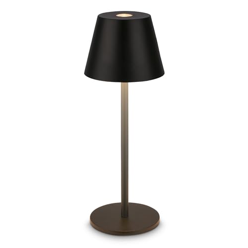 BRILONER - LED Tischlampe kabellos IP44 mit Touch, dimmbar, Akku tauschbar, Nachttischlampe, Leselampe, LED Lampe, Campinglampe, Tischleuchte, Akkulampe, Outdoor Lampe, 6x16 cm, Schwarz