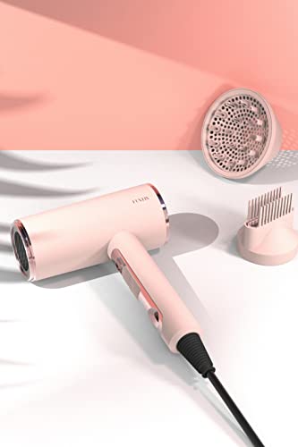 Foto von FUNTIN föhn Haartrockner, fön haarföhn Gebläsetrockner mit Diffusor Bürste Kamm Zubehör für Frauen Baby Rosa