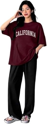 diaz Women Oversized T-Shirt and Lower Set TrackSuit for Women | Oversize Baggy Loose Fit T-Shirt with Joggers Track Pants |Printed Oversize Top with Lower Combo Set-picture-45