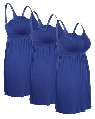 Image of iloveSIA 3PACK Maternity Nursing Dresses Breastfeeding Dress Nightgown Tops for Labor/Delivery/Hospital