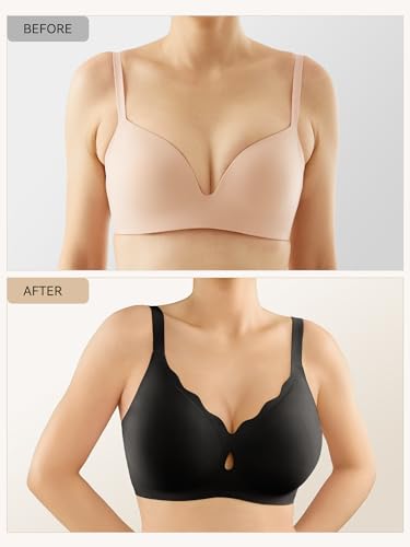 Image of LUCKMEEY Bras for Women No Underwire Wave Push Up Wireless Bra Seamless Bras Full Coverage Bralettes Lift Everyday Bras