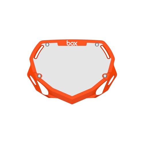 Box Components Box Two 3D Impact Resistant BMX Bike Number Plate w/Adjustable Straps for Adults, Mini, Strider, Box Plate Bikes, Bicycle Parts 100% Quality Guaranteed, Large |Orange