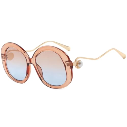 Lunettes de soleil tendance rondes pour femmes à grande monture métallique